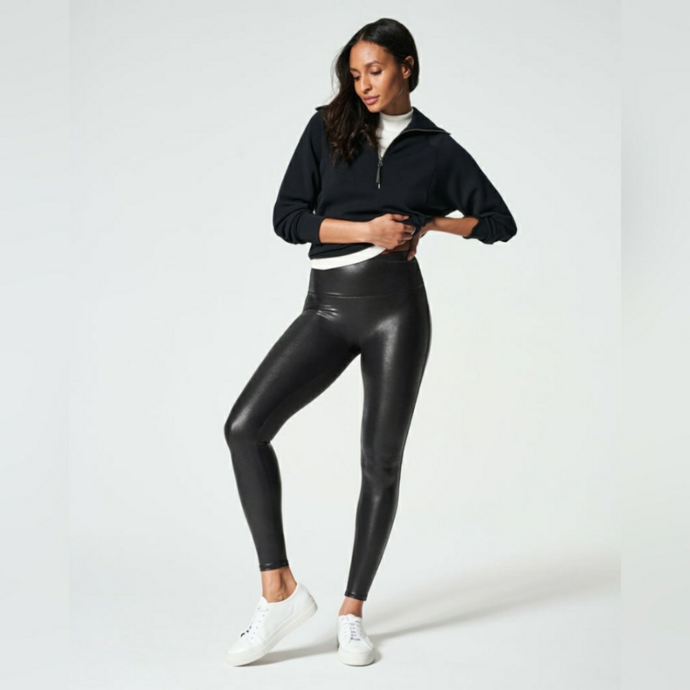 SPANXshape Faux Leather Black Leggings, Size: Small - Picture 7 of 10